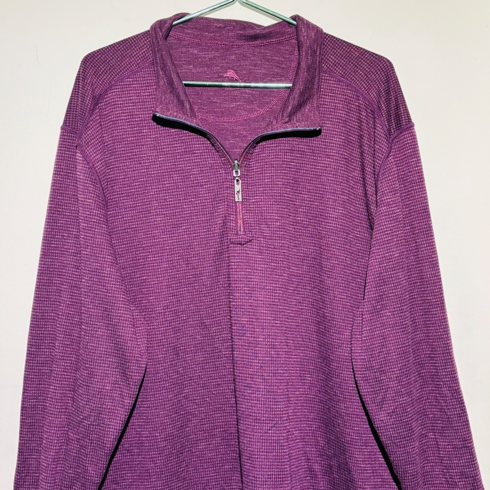 Tommy Bahama Reversible QuarterZip Pullover Purple Hue Pattern Men's Sweater XXL
